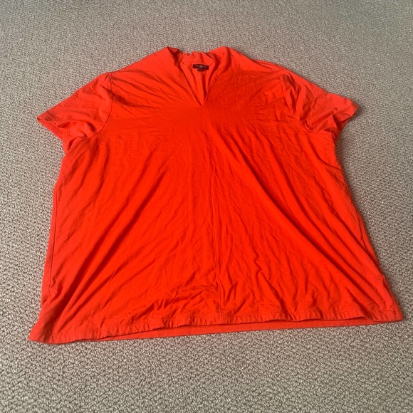 Talbots Womens Blouse Shirt 3X Red Short Sleeves V-Neck Pullover‎ Rayon Stretch - Picture 1 of 10